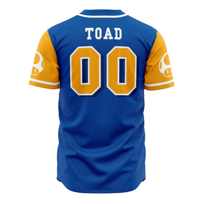 Mushroom Kingdom Baseball Jersey - Unique Blue & Yellow Gamer Apparel - Unisex Sizes Available - Image 2