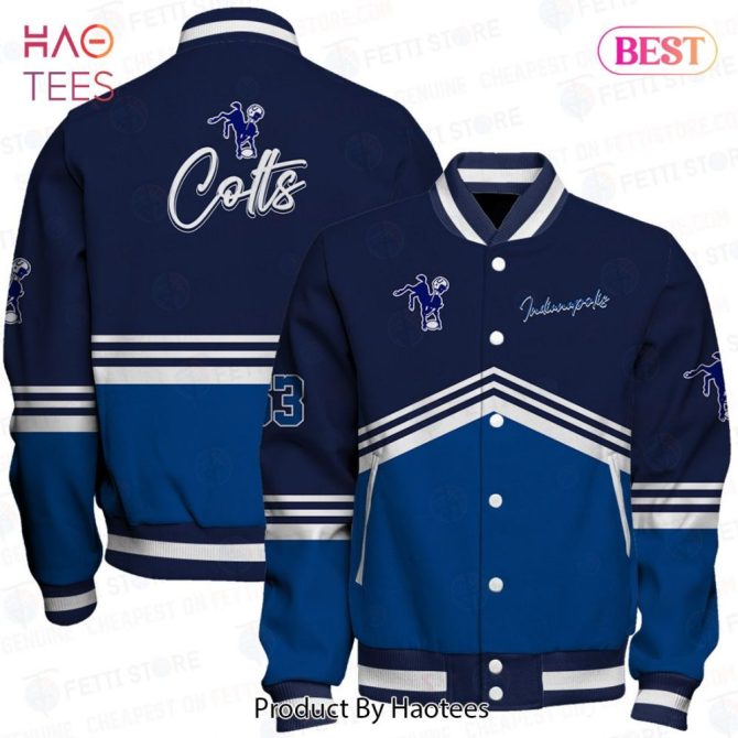 Colts Varsity Jacket - Premium Blue & White Bomber For Fans , Haotees