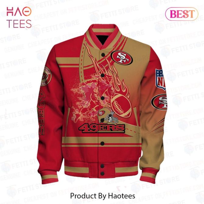 49Ers Nfl Varsity Jacket - Stylish Red & Gold Sports Apparel For Fans - Image 2