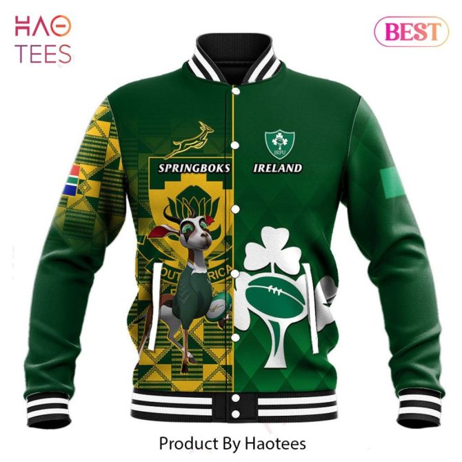 Ireland Vs South Africa Rugby Jacket - Unique Green Varsity Style By Haotees