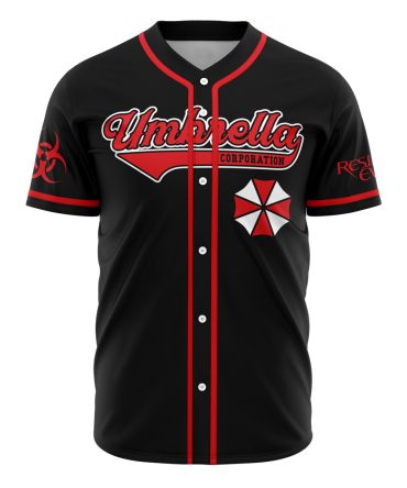 Stylish Black & Red Baseball Jersey - Umbrella Corp Design For Fans