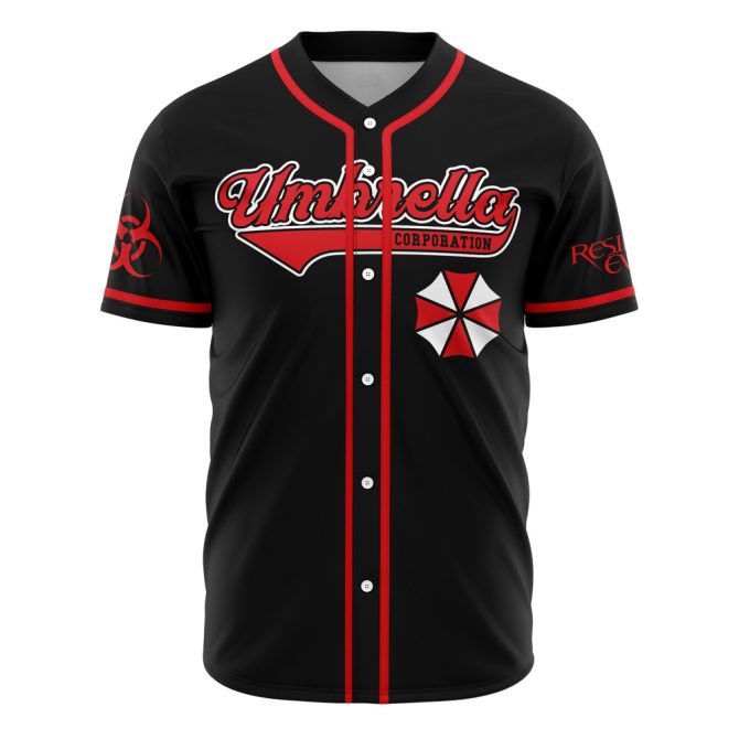 Stylish Black & Red Baseball Jersey - Umbrella Corp Design For Fans
