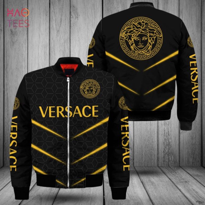 Stylish Black & Gold Designer Bomber Jacket - Trendy Fashion Outerwear