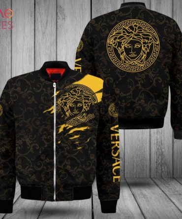 Trendding Versace Luxury Brand Big Gold Logo Bomber Jacket Pod Design