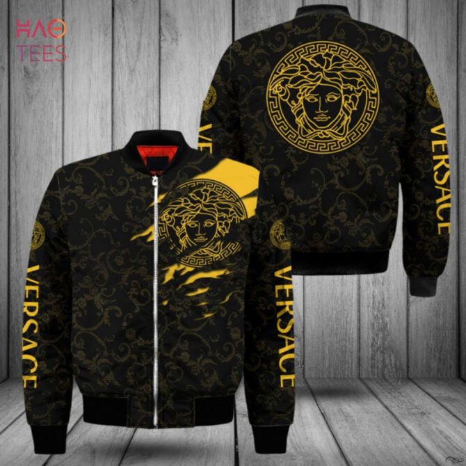 Trendding Versace Luxury Brand Big Gold Logo Bomber Jacket Pod Design - Image 2