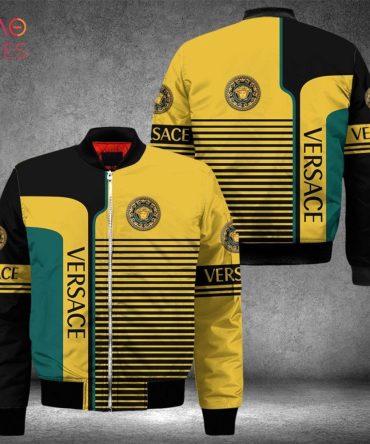 Stylish Versace-Inspired Yellow & Black Bomber Jacket - Bold Design, Perfect For Fashion Enthusiasts!