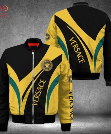 Stylish Yellow & Black Versace Bomber Jacket – Men'S Fashion Outerwear