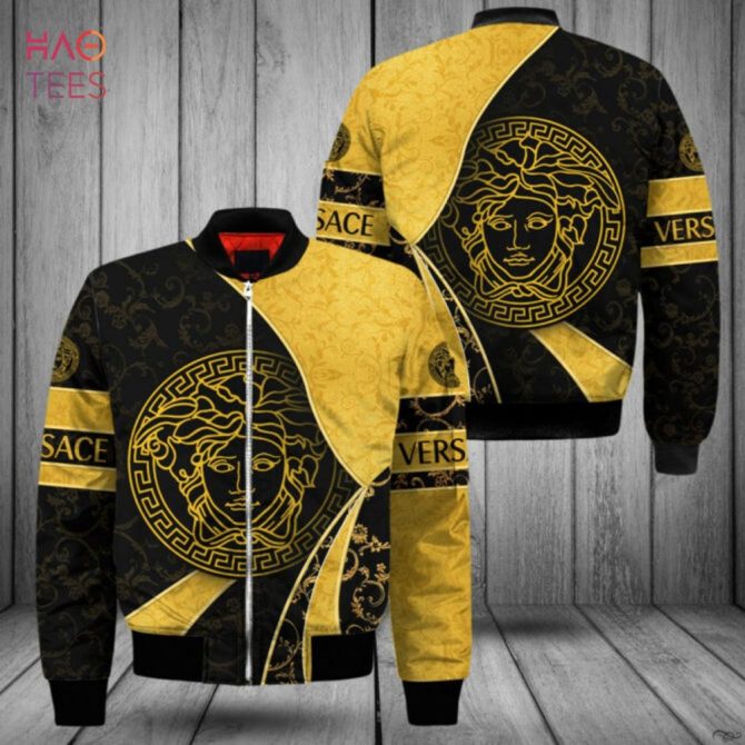 Stylish Black & Gold Medusa Bomber Jacket - Bold Versace-Inspired Design - Image 2
