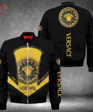 Available Versace Luxury Brand Black Mix Gold Bomber Jacket Limited Edition