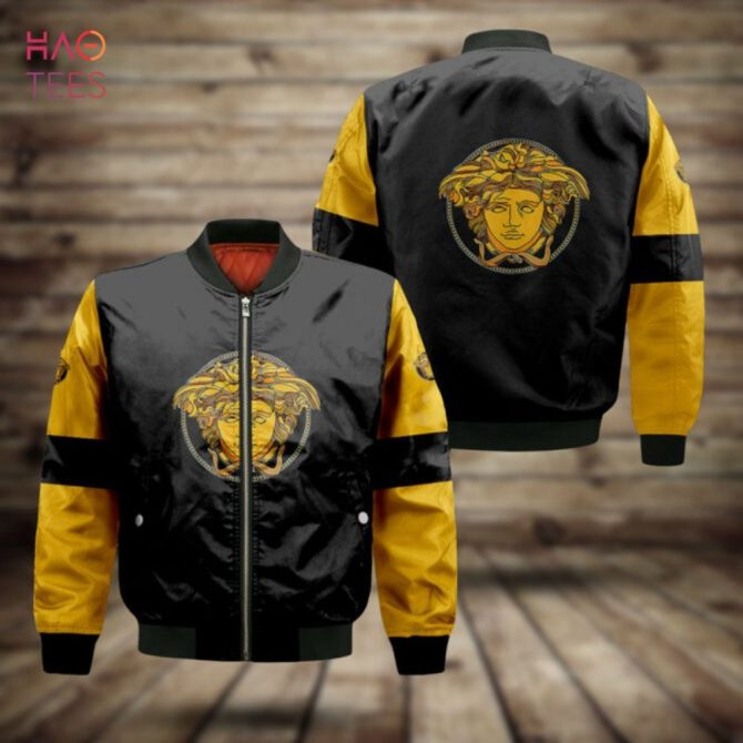 Stylish Black & Gold Bomber Jacket - Versace-Inspired Design, Perfect For Trendsetters! - Image 2