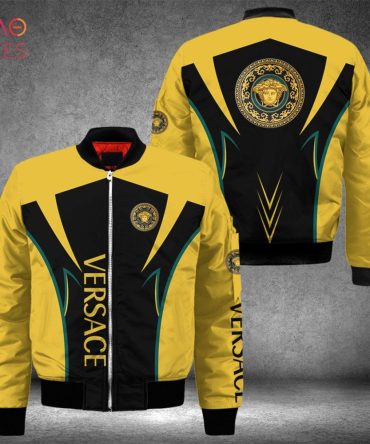 Stylish Yellow & Black Designer Bomber Jacket - Versace Inspired, Trendy & Comfortable Outerwear