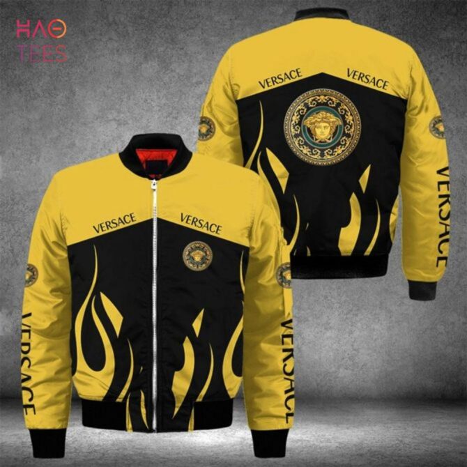 Stylish Yellow & Black Bomber Jacket - Bold Medusa Design, Perfect For Trendsetters - Image 2