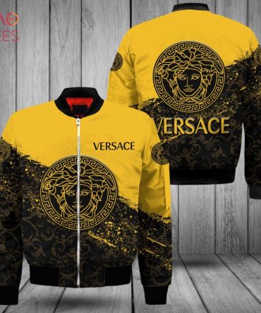 Best Versace Luxury Brand Originals Trefoil Black Gold Bomber Jacket Limited Edition