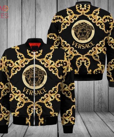 Hot Versace Luxury Brand Black Color Mix Printing Patter Bomber Jacket Limited Edition