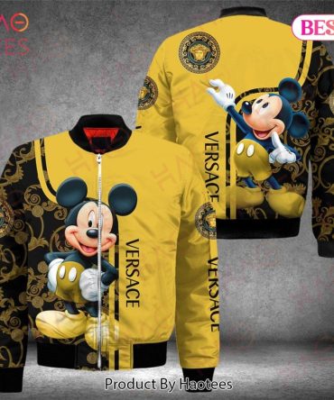 Versace-Inspired Mickey Mouse Jacket - Bold Yellow Streetwear For Disney Fans