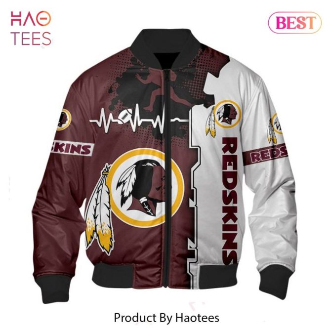 New Fashion   Washington Football Team Bomber Jacket Graphic Heart Ecg Line