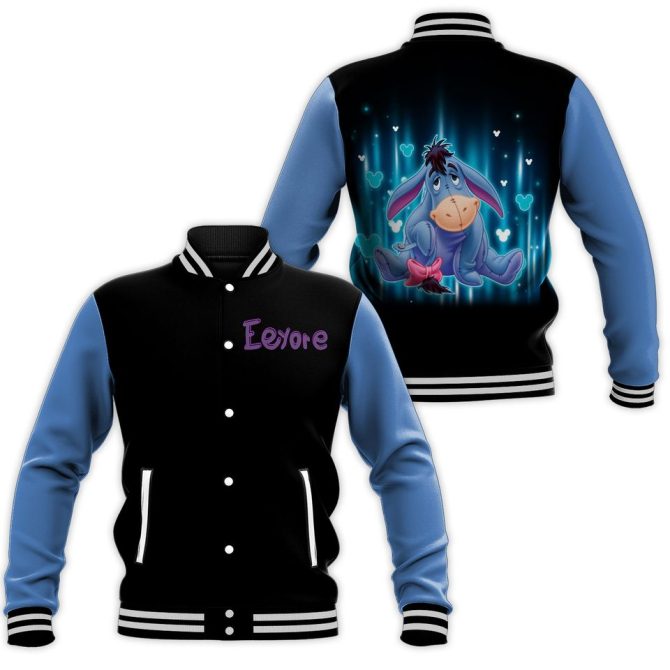 Cozy Eeyore Varsity Jacket – Blue & Black, Perfect Gift For Disney Fans