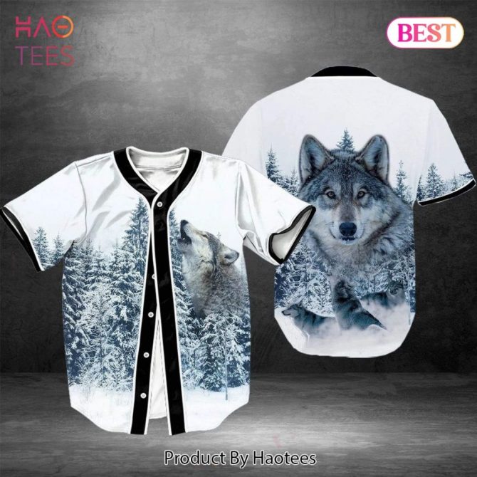 Howling Wolf Baseball Jersey - Cool Forest Design For Animal Lovers , Unisex
