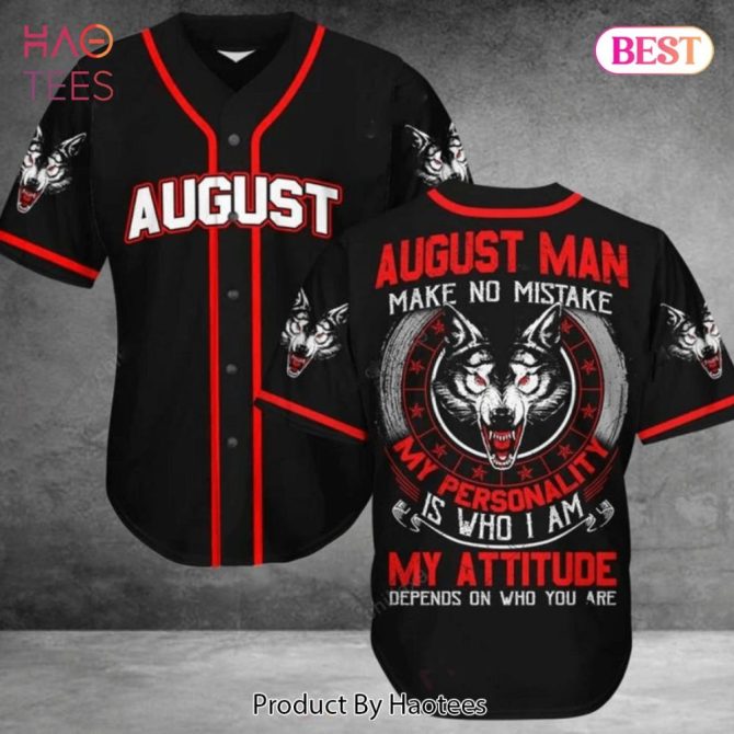 August Man Wolf Baseball Jersey - Bold Attitude & Personality Graphic Tee
