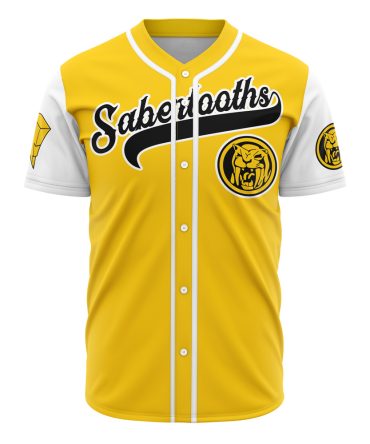 Custom Sabertooths Baseball Jersey - Vibrant Yellow Teamwear With Logo & Button-Up Design
