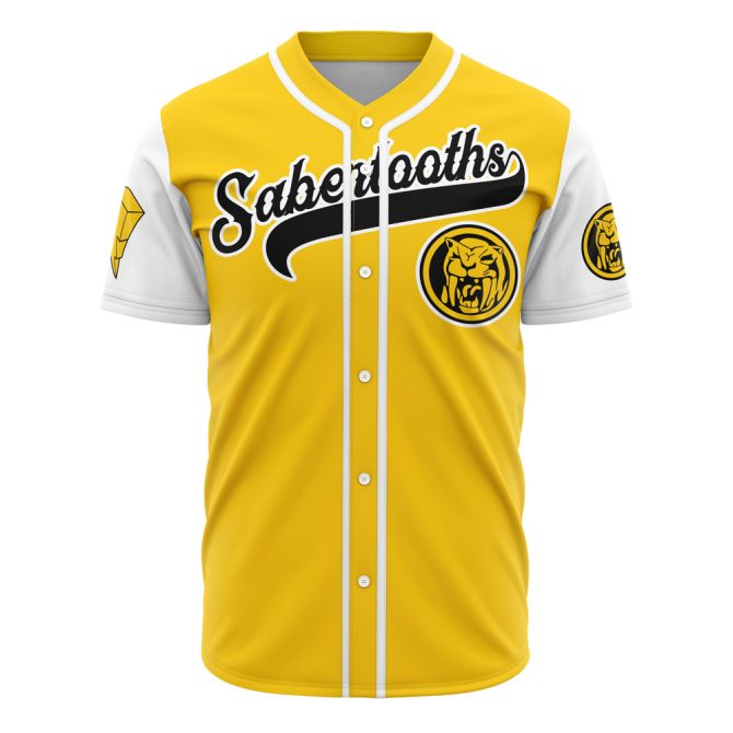 Custom Sabertooths Baseball Jersey - Vibrant Yellow Teamwear With Logo & Button-Up Design