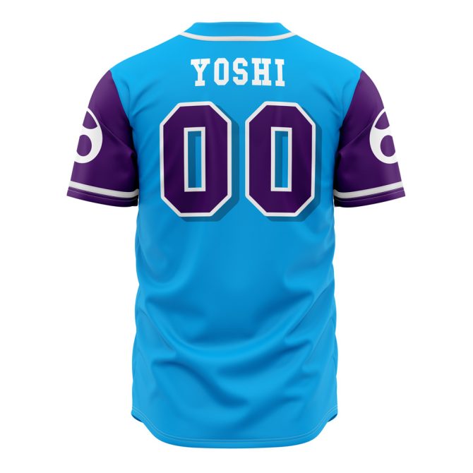 Stylish Blue Yoshi Squad Baseball Jersey - Men'S Casual Button-Up Shirt - Image 2