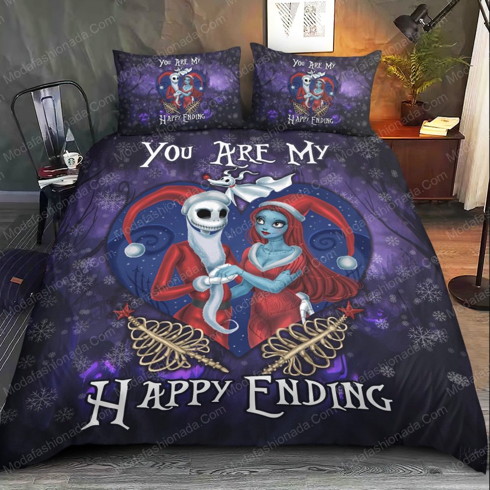 Enchanting Skeleton Couple Bedding Set – Cozy Gothic Holiday Theme For A Magical Sleep - Image 2