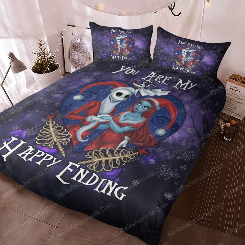 Enchanting Skeleton Couple Bedding Set – Cozy Gothic Holiday Theme For A Magical Sleep - Image 3