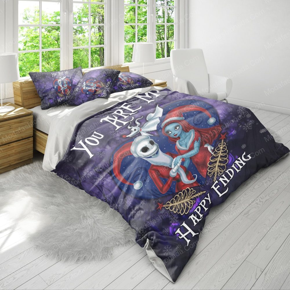 Enchanting Skeleton Couple Bedding Set – Cozy Gothic Holiday Theme For A Magical Sleep - Image 4