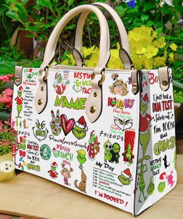 Grinch Merry Christmas - Personalized Christmas Stole Christmas Leather Handbag