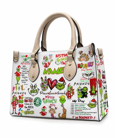 Merry Christmas - Personalized Christmas Stole Christmas Leather Handbag Grinch Leather Handbag