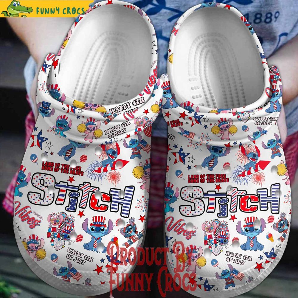 Happy 4Th Of July Stitch Crocs Style - Discover Comfort And Style Clog Shoes For Family