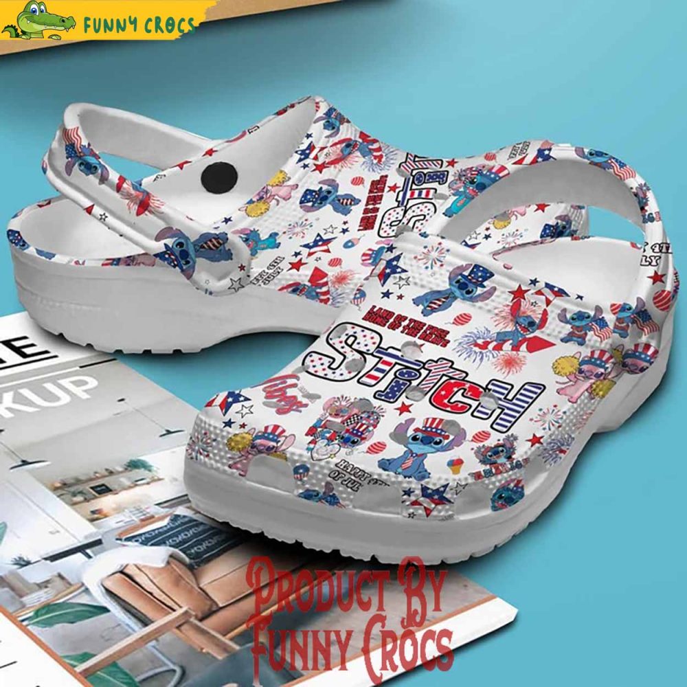 Happy 4Th Of July Stitch Crocs Style - Discover Comfort And Style Clog Shoes For Family - Image 2