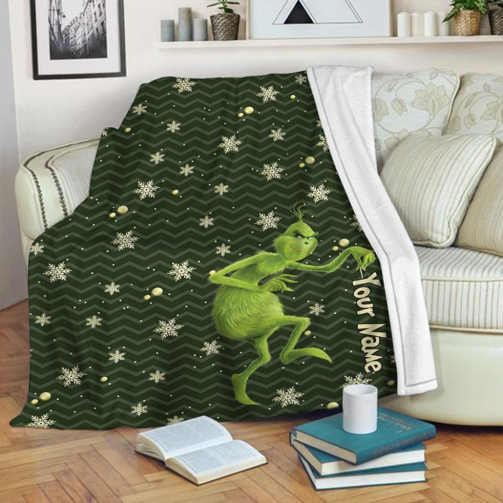 Wonderful Time Of A Year - Personalized Stole Christmas Blanket Grinch Blanket, Grinch Lover Gifts, Unique Grinch Blanket, Custom Grinch Blanket