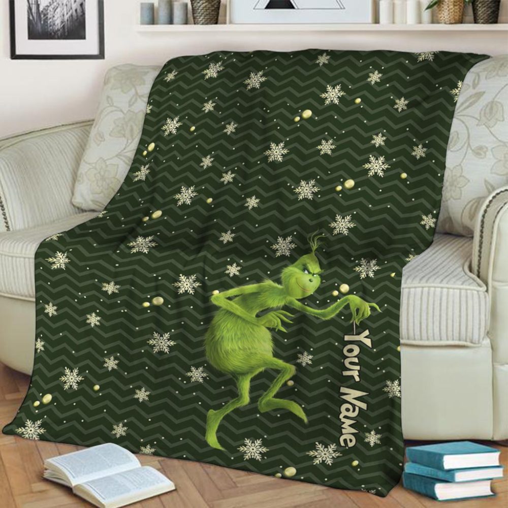Wonderful Time Of A Year - Personalized Stole Christmas Blanket Grinch Blanket, Grinch Lover Gifts, Unique Grinch Blanket, Custom Grinch Blanket - Image 3