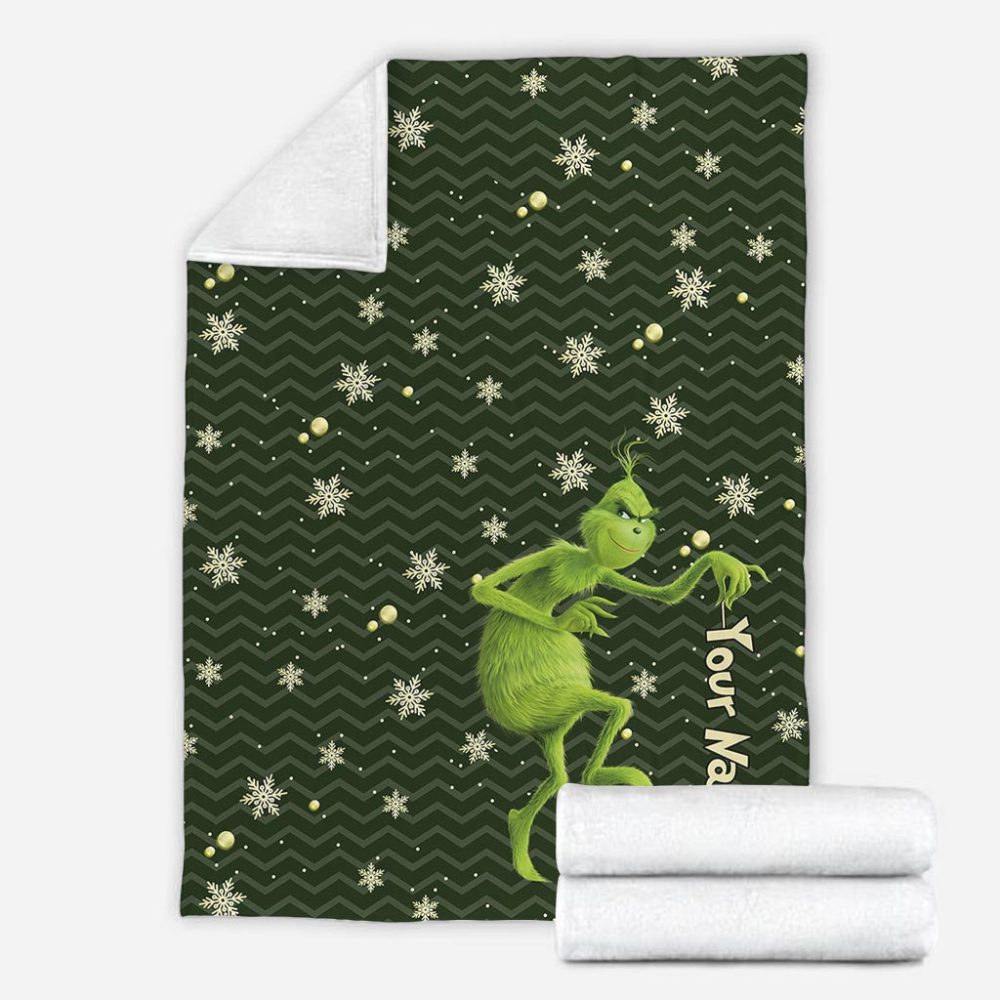 Wonderful Time Of A Year - Personalized Stole Christmas Blanket Grinch Blanket, Grinch Lover Gifts, Unique Grinch Blanket, Custom Grinch Blanket - Image 4
