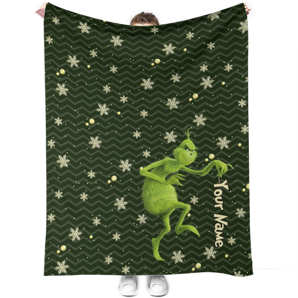 Wonderful Time Of A Year - Personalized Stole Christmas Blanket Grinch Blanket, Grinch Lover Gifts, Unique Grinch Blanket, Custom Grinch Blanket - Image 5