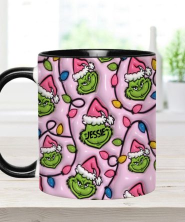 Green & Pink - Personalized Stole Christmas Accent Mug Grinch Accent Mug
