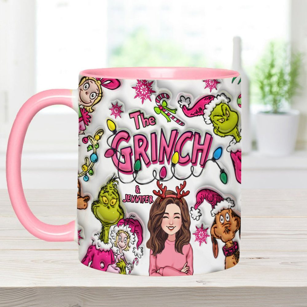 The Grinch & Me - Personalized Stole Christmas Accent Mug Grinch Accent Mug, Grinch Lover Gift, Unique Grinch Mug, Custom Grinch Cup, Personalized Grinch - Image 2