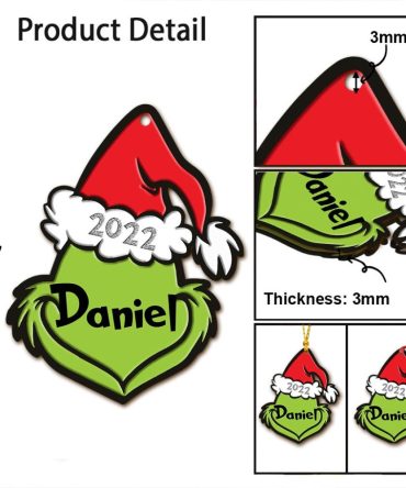 Christmas Face - Personalized Christmas Stole Ornament (Printed On Both Sides) Grinch Christmas Ornaments