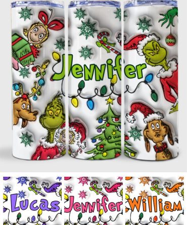 Merry Grinchmas - Personalized Stole Christmas Skinny Tumbler Grinch Skinny Tumbler