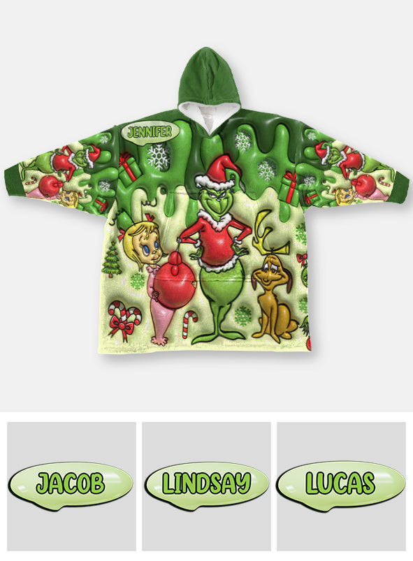 Merry Grinchmas - Personalized Stole Christmas Blanket Hoodie Grinch Blanket Hoodie, Grinch Lover Gifts, Custom Grinch Blanket Hoodie, Personalized Gr - Image 2