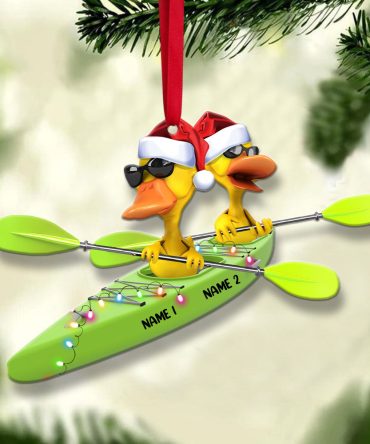 Kayaking Yellow Ducks -  Personalized Christmas Ornament - Gifts For Kayaking Lovers
