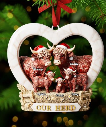 Personalized Gifts For Family Christmas Highland Cow Ornament 03Nata200925