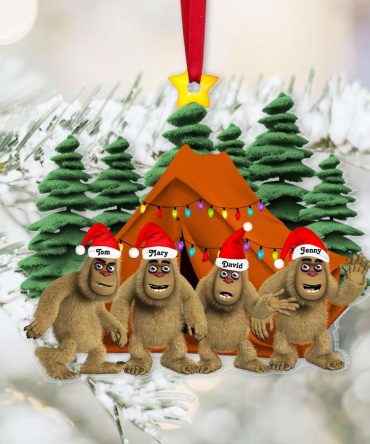 Bigfoot Family Camping, Personalized Camp Ornament, Gifts For Family