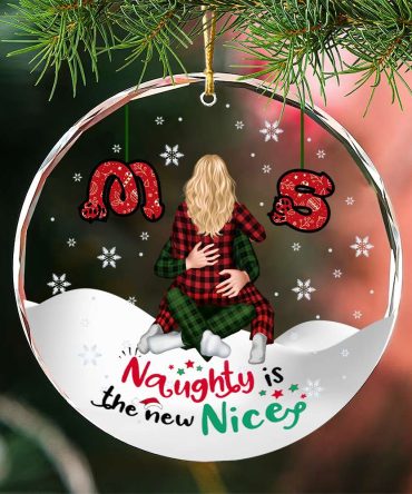 Naughty Couple Ornament - Personalized Gifts With Custom Alphabet Letter For Couple