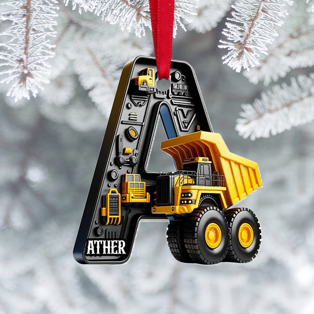 Custom Alphabet Letter Gifts For Construction Truck Lovers Christmas Ornament 03Xqtn241024 - Image 2