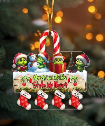 Personalized Gift For Grandma Christmas Ornament Green Monster Kids 01Kamh261124