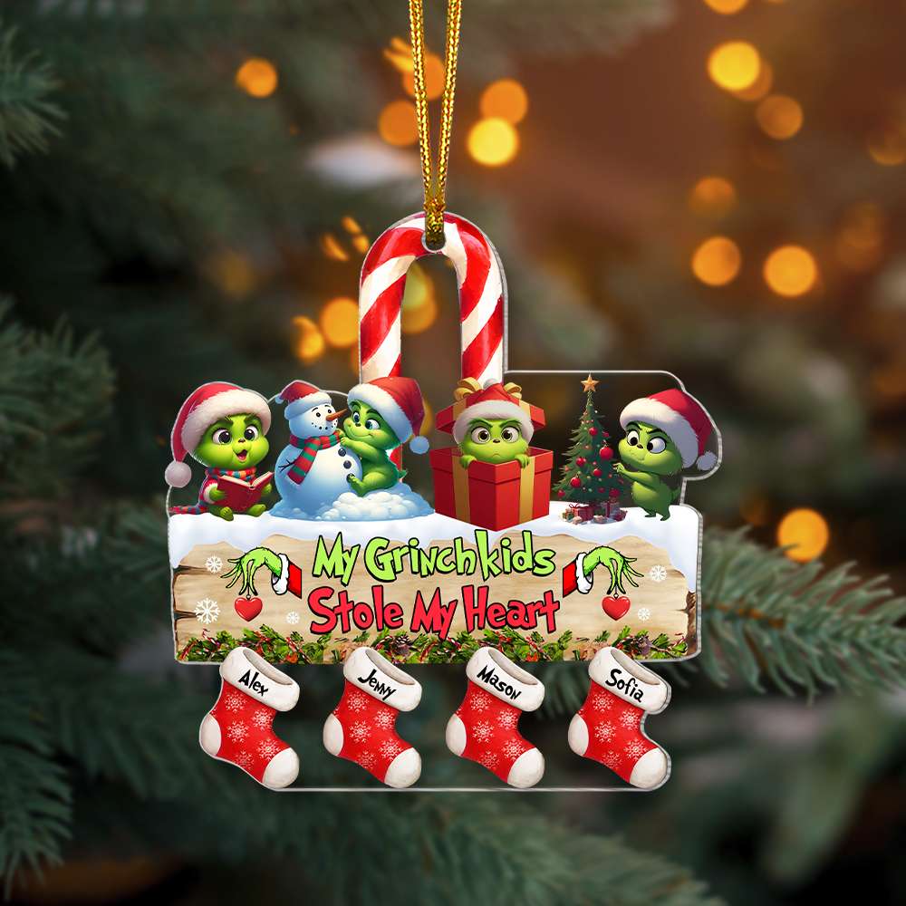 Personalized Gift For Grandma Christmas Ornament Green Monster Kids 01Kamh261124