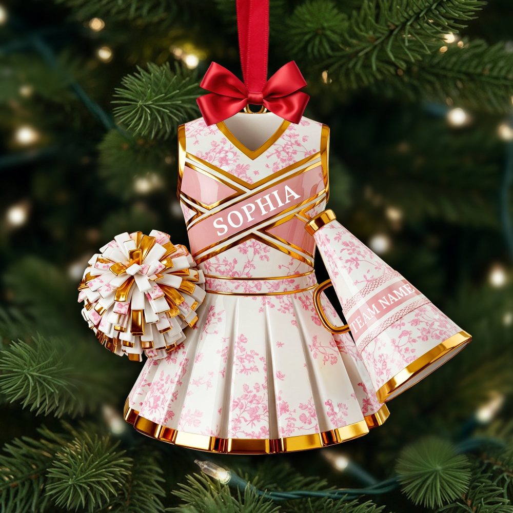 Cheerleading Toile De Jouy Ornament Personalized Gifts For Cheerleader Christmas Ornament 05Pglu281025